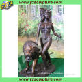 brass statues of nude woman and lion for sale